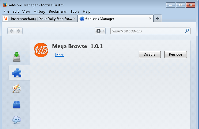 remove mega browse add-ons