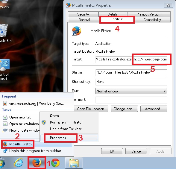 remove sweet page virus from firefox