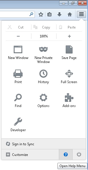 open help menu firefox