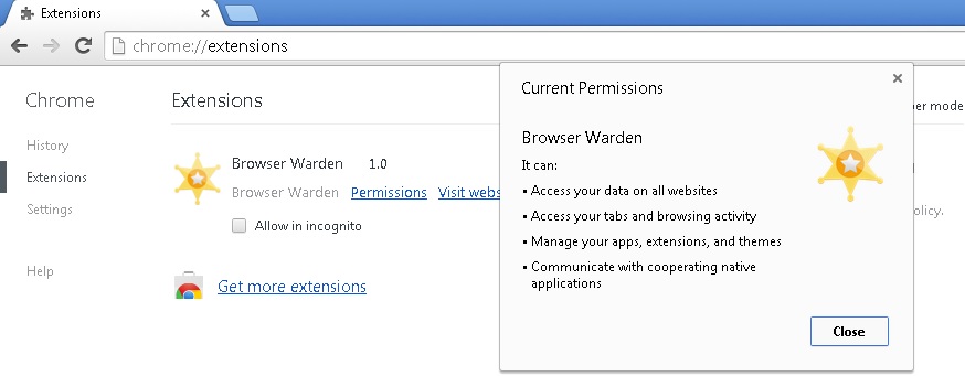 remove browser warden from chrome