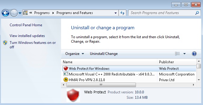 webrpotect uninstall