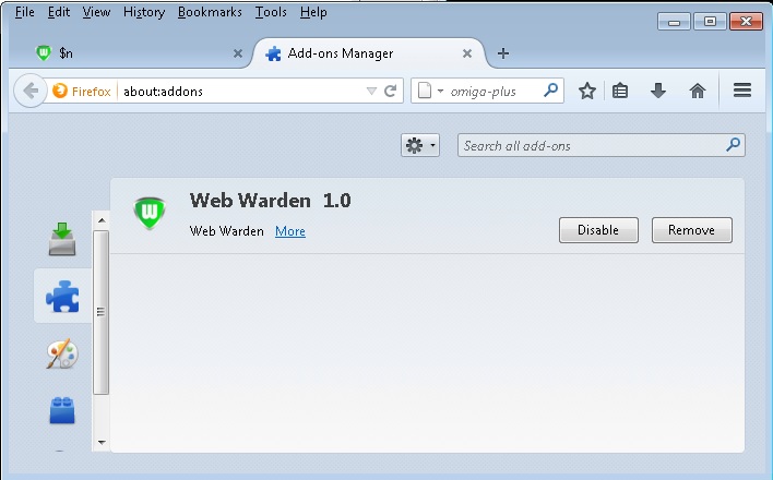 remove web warden from firefox