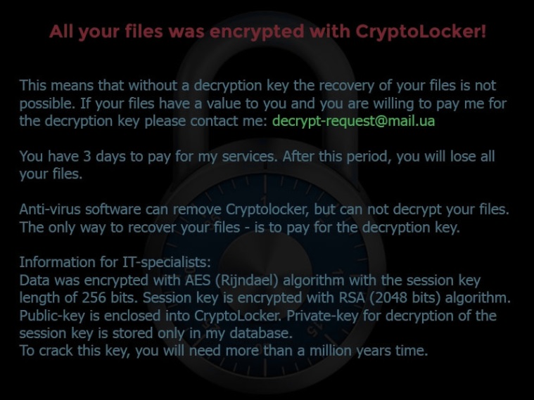 all your files was encrypted with cryptolocker