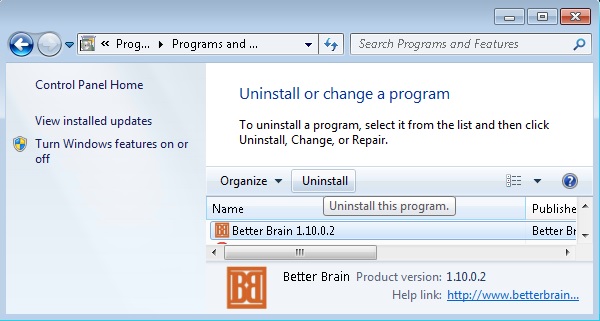 uninstall better brain