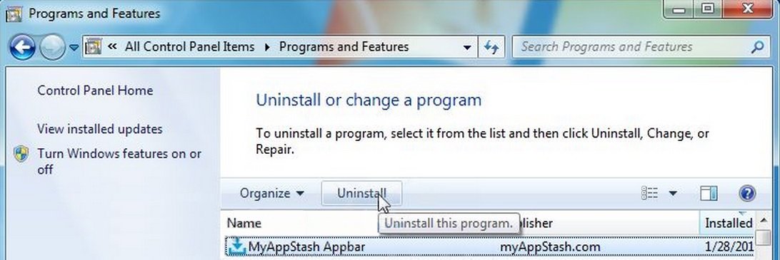 uninstall myappstash