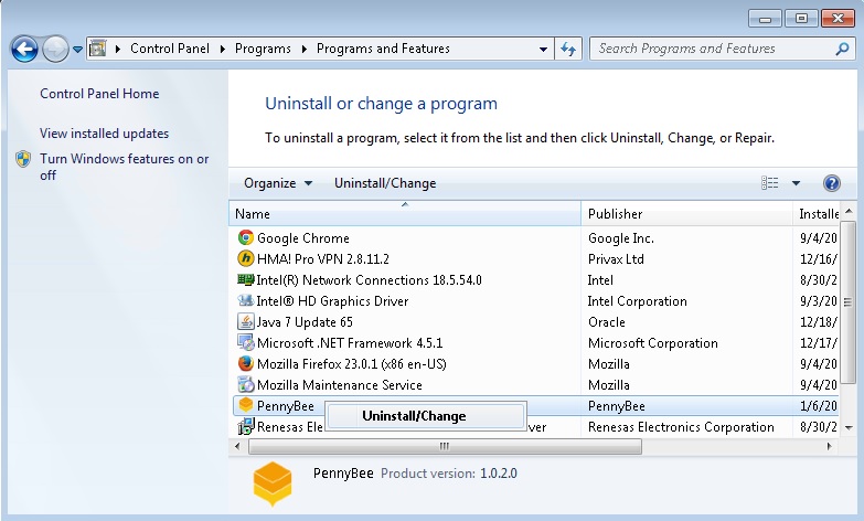 pennybee uninstall