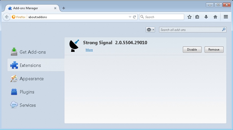 disable strong signal from firefox
