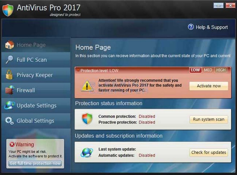 remove antivirus pro 2017