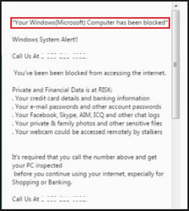 remove “YOUR MICROSOFT COMPUTER HAS BEEN BLOCKED” pop-up