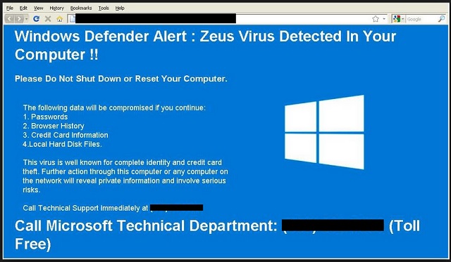 remove Windows Defender Alert: Zeus Virus